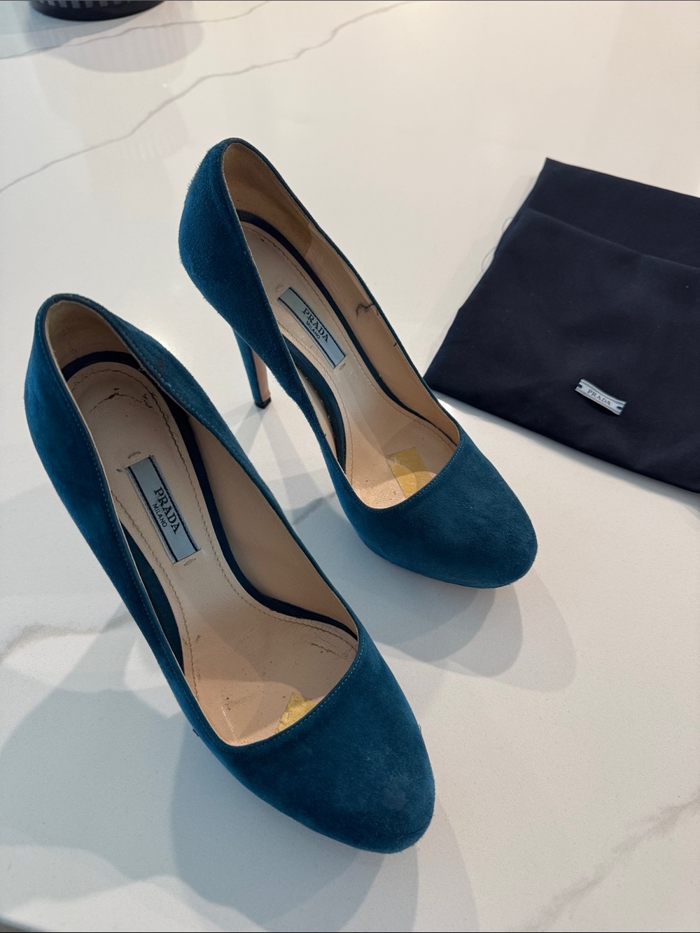 Prada Teal Suede Stiletto Pumps - Women's